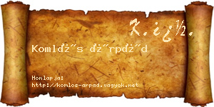 Komlós Árpád névjegykártya