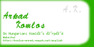 arpad komlos business card